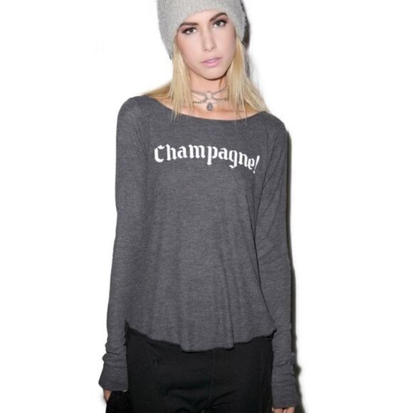 WILDFOX winter diet long sleeve cassidy thermal t-shirt top gray grey size XS - Picture 1 of 9